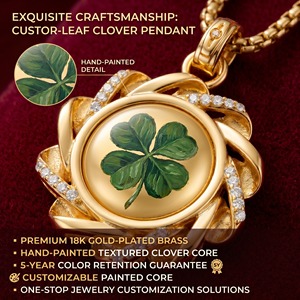 Colgante de Trébol de Cuatro Hojas para la Suerte y el Éxito |   Amuleto de Trébol de Moda 2026 para el Día de San Patricio |   Accesorios de Joyería DIY al por Mayor - Product Image 2