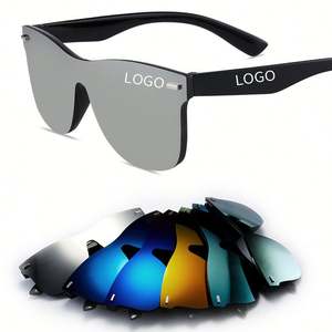 Lunettes de soleil vintage tendance avec logo personnalisé, grandes montures miroir, sans monture, surdimensionnées, carrées, pour hommes et femmes - Product Image 3