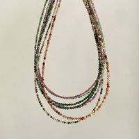 Collier ras du cou minimaliste avec perles de pierres précieuses facettées de 2 mm et 3 mm, breloque cœur en acier inoxydable, bijoux superposés, cadeaux