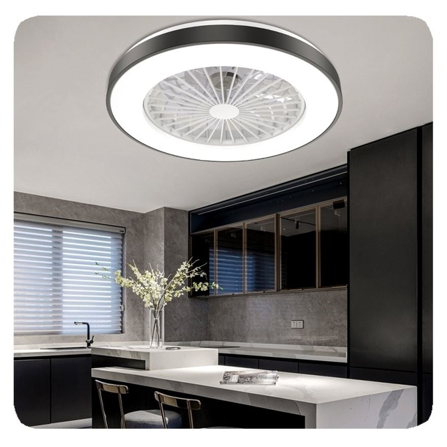 LIANGTE Smart Modern LED Ceiling Fan Light Custom 220 Volts Low Noise Small Bedroom Chandelier with Remote App Control