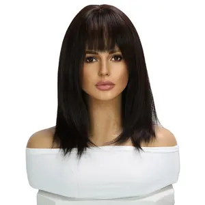 Hot Selling SMILCO Afro Wig Fashion Wigs With Straight Black Bangs High Temperature Silk Headband Wigs