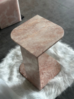 Table de chevet en marbre de style nordique avec base cintrée, petite table basse en pierre pour la maison, l'hôtel, l'appartement, meubles d'intérieur