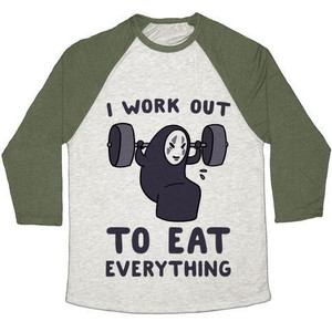 Entreno para comer todo - Camiseta de béisbol unisex Tri-Blend No Face - Product Image 4