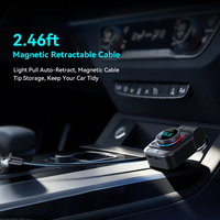 Chargeur de voiture rétractable personnalisé 72W à charge rapide, émetteur FM, adaptateur Bluetooth 5.4, appels mains libres, lecteur de musique MP3