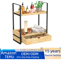 Étagère de rangement de bureau en bois avec tiroirs, organiseur de cosmétiques, support pour bouteilles d'assaisonnements, bibliothèque, salle de bain et cuisine