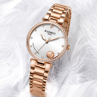 Reloj de Cuarzo Ronda Elegante y Exquisito de Acero Inoxidable de Lujo Personalizado OEM para Mujer, Relojes Casuales Sencillos para Chicas