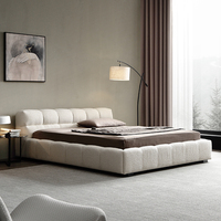 Lit double moderne en bois massif et matériau PU, style italien, doux