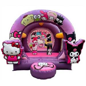 Cama Elástica Inflable Hello Kitty y My Melody, Cama de Salto Rosa para Niñas, Castillo Hinchable - Product Image 1