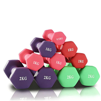 Haltères hexagonaux en fonte recouverts de néoprène, 0,5-10 kg, colorés, pour musculation, powerlifting, fitness à domicile, avec logo personnalisé