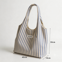 Sac de shopping en toile rayé personnalisé, grande capacité, pour les voyages en plein air, la plage, les courses, sac fourre-tout durable doublé