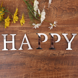 Argento a specchio con motivo a cuore e lettere adesivo per interni arte da te decorazione murale per la casa e per feste di nozze da parete decalcomanie - Product Image 2