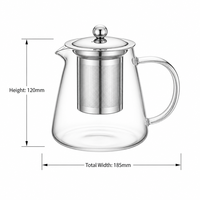 Théière en verre pour thé aux fleurs, théière transparente en verre borosilicate avec infuseur en acier inoxydable, cadeau promotionnel pour supermarché
