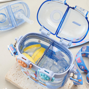 Mignon Double paille boisson <span class=keywords><strong>tasse</strong></span> bouteille étanche Double boisson tasses mignon école <span class=keywords><strong>lapin</strong></span> ours en plastique enfants bouteille d'eau pour les enfants - Product Image 4