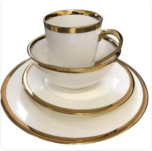 Lot de 16 pièces de <span class=keywords><strong>vaisselle</strong></span> en céramique avec bordure dorée, <span class=keywords><strong>service</strong></span> pour 4 <span class=keywords><strong>personnes</strong></span>, prix de gros, fabricant de services de <span class=keywords><strong>vaisselle</strong></span> - Product Image 2