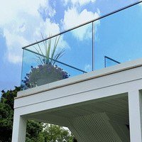 Clôture de piscine HIMOWAY en aluminium avec profil en U, garde-corps en verre pour balcon et terrasse, panneau en verre trempé