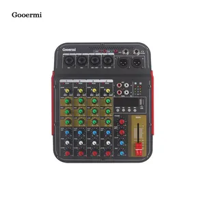 Gooermi LX6 Profesional Mini Mezclador de Audio de 6 Canales con Efectos, Interfaz USB, Grabación Estéreo, 48V Phantom Power para PC, teléfono