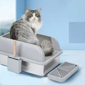 Большая емкость для мусора из нержавеющей стали полузакрытый ящик для песка для домашних животных унитаз против брызг кошачий лоток для очистки ванной