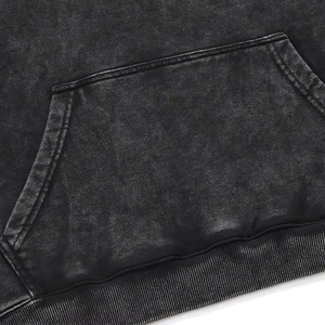 Sudadera con capucha para hombre con logotipo personalizado en la espalda, tejido de algodón con ajuste cuadrado y desgastado de peso pesado - Product Image 2