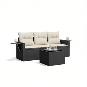 ชุดโซฟาสวน D0100XF41U2 สีดำ ทำจากหวาย PE เฟอร์นิเจอร์กลางแจ้ง ดีไซน์ทันสมัย ทนทาน พร้อมเบาะโฟมความหนาแน่นสูง - Product Image 1