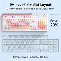 AULA F3099 Keyboard Mekanik Ergonomis Baru 99 Tombol Pencahayaan RGB Double-Shot PBT Cherry Keycaps Tri-Mode Nirkabel 2.4G Berkabel Plastik