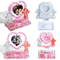 DM756 Moule en Silicone Cœur d'Amour Cupidon pour Cadre Photo en Résine Époxy, Bricolage Affichage Photo Personnalisé Souvenir pour Artisanat Décoratif