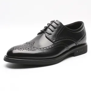 Wholesale brogue shoes for men formal shoes genuine leather black
