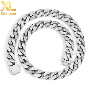 BTC16 Cadena Cubana de Acero Inoxidable 316L Chapada en Oro de 18K, Joyería de Alta Moda para Hombre con Incrustaciones de Circonitas Cúbicas Espaciadas, Venta al por Mayor - Product Image 5