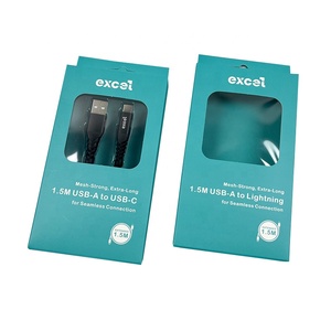 Bán buôn Thiết kế điện thoại dữ liệu cáp hộp giấy Bao bì với rõ ràng vỉ khay dữ liệu di động dòng cáp USB Loại C Bao bì hộp - Product Image 3