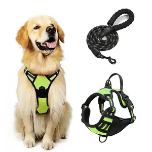 Heavy Duty Adjustable Reflective Oxford Dog Collar And Leash Set No Pull Pet Dog Harness Set For Small Medium Large Dogs