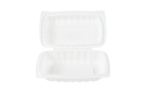 Mfpp Matériau Serrure d'angle 9X6 Conteneur alimentaire PP Conteneur de stockage jetable Emballage alimentaire en plastique Boîte blanche à charnière