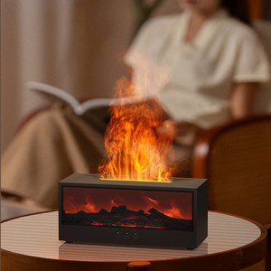 Difusor de aceite esencial de llama 3D Humidificador de luz de llama de chimenea de 150ml con temporizador, luz nocturna LED de 7 colores y control remoto - Product Image 1