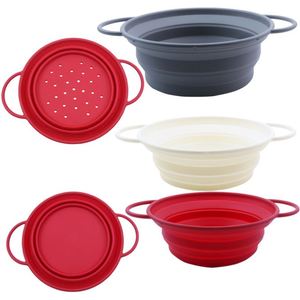 Passoire pliable en silicone avec poignées extensibles, passoire pliable sans BPA pour l'évier, panier à fruits peu encombrant - Product Image 1
