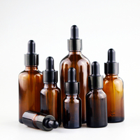 Vente en gros d'emballages d'huiles essentielles flacons compte-gouttes vides plats en verre ambré 5ml 10ml 15ml 20ml 30ml 100ml bouchons compte-gouttes en aluminium