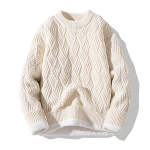 Pull-over en tricot jacquard pour homme 2026, col rond, en coton, pour l'hiver - Product Image 5