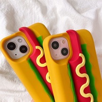 Top Antichoc Dessin Animé Mignon Doux 3D Silicone Téléphone Cas pour iPhone Hot Dog Mobile Couverture de Téléphone Portable