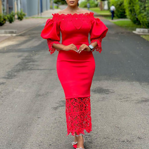 Hanou เดรสแขนยาวสำหรับผู้หญิง, เดรสยาวเปิดคอแนวแฟชั่นสไตล์แอฟริกันมาใหม่ฤดูใบไม้ร่วง - Product Image 2