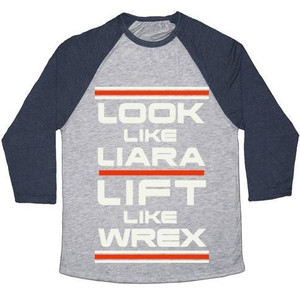 Look Like Liara Lift Like Wrex Camiseta de béisbol unisex de mezcla triple - Product Image 1