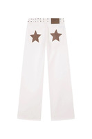 Jean blanc pour femme style ONE DILEMMA, coupe slim droite, motif étoile à cinq branches à rivets, mode urbaine espagnole, collection automne