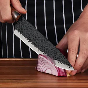 Affilato coltello da cucina per cucina in legno a forma di stella a grana nera in acciaio inox