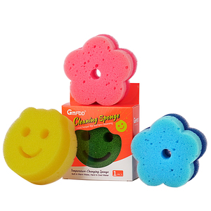 Esponja de limpieza suave de alta espuma con <span class=keywords><strong>cara</strong></span> <span class=keywords><strong>sonriente</strong></span> al por mayor, depurador de cocina para platos y utensilios de cocina de uso doméstico - Product Image 1