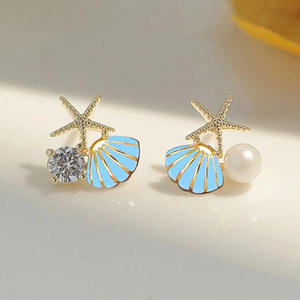 Pendientes de Estrella de Mar Dorada con Cristales de Estrás y Bisel, Estilo Bohemia, Joyería para Uso Diario de Mujer - Product Image 5