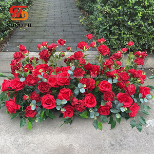 Suave lujo Artificial Floral diseño evento flor corredor rojo boda Mesa flores decoración - Product Image 4