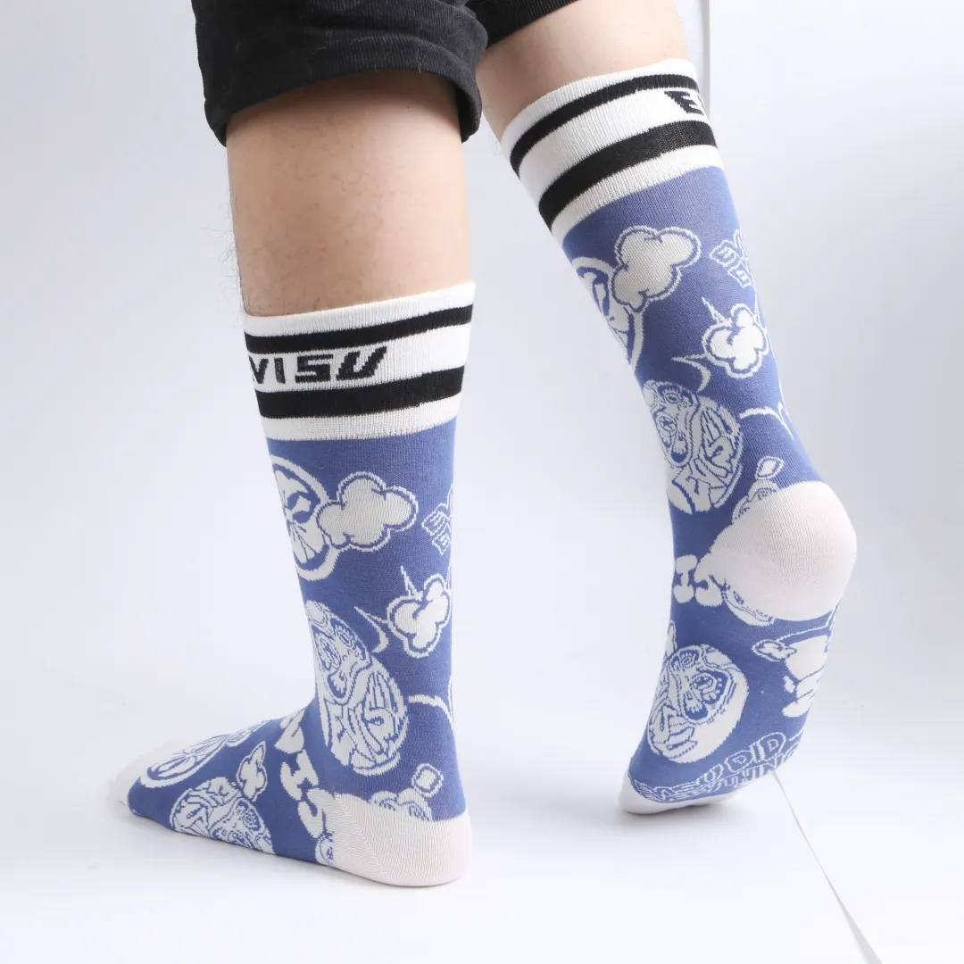 Wholesale High Quality Custom Logo Printing Unisex OEM Design Jacquard Pattern Crew Casual Dress Men Socks