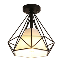 Lampe suspendue nordique rustique rétro géométrique Antique E27, support de lumière, lustres, plafonniers, Cage en fer, lampe suspendue