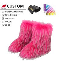 Bottes de neige pour femmes, bottes chaudes d'hiver mi-mollet, chaussures moelleuses à enfiler pour le froid, tendance pour dames