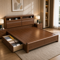 Cadre de lit en bois taille Queen avec rangement à ouverture latérale pour mobilier de chambre moderne