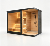 Relaxez-vous et profitez des bienfaits pour votre corps : Sauna en bois de cèdre rouge à vapeur sèche avec douche intégrée pour sauna extérieur.