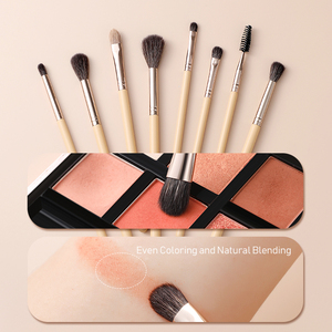 Pinceau de maquillage en gros Pinceau de maquillage <span class=keywords><strong>couleur</strong></span> <span class=keywords><strong>caramel</strong></span> usine OEM/ODM manche beige virole en <span class=keywords><strong>cuivre</strong></span> Pinceau de maquillage en poils de chèvre naturels 13 pièces - Product Image 3