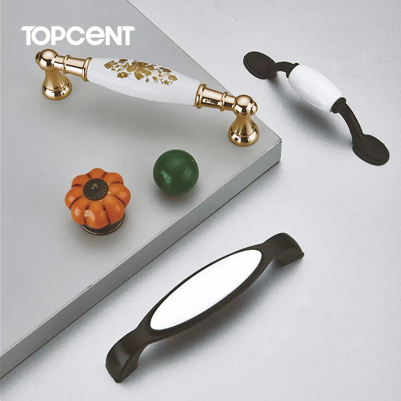 TOPCENT ลูกบิดประตูมือจับเซรามิก,ลูกบิดประตูสไตล์คลาสสิกทำจากโลหะผสมสังกะสี