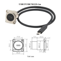 Cable adaptador extensor USB-C hembra a macho tipo D para montaje en panel/chasis de pared, de aleación de zinc, sin soldadura